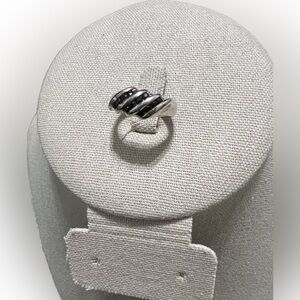 QVC Sterling Silver & Black Diamonique Ring Size 6